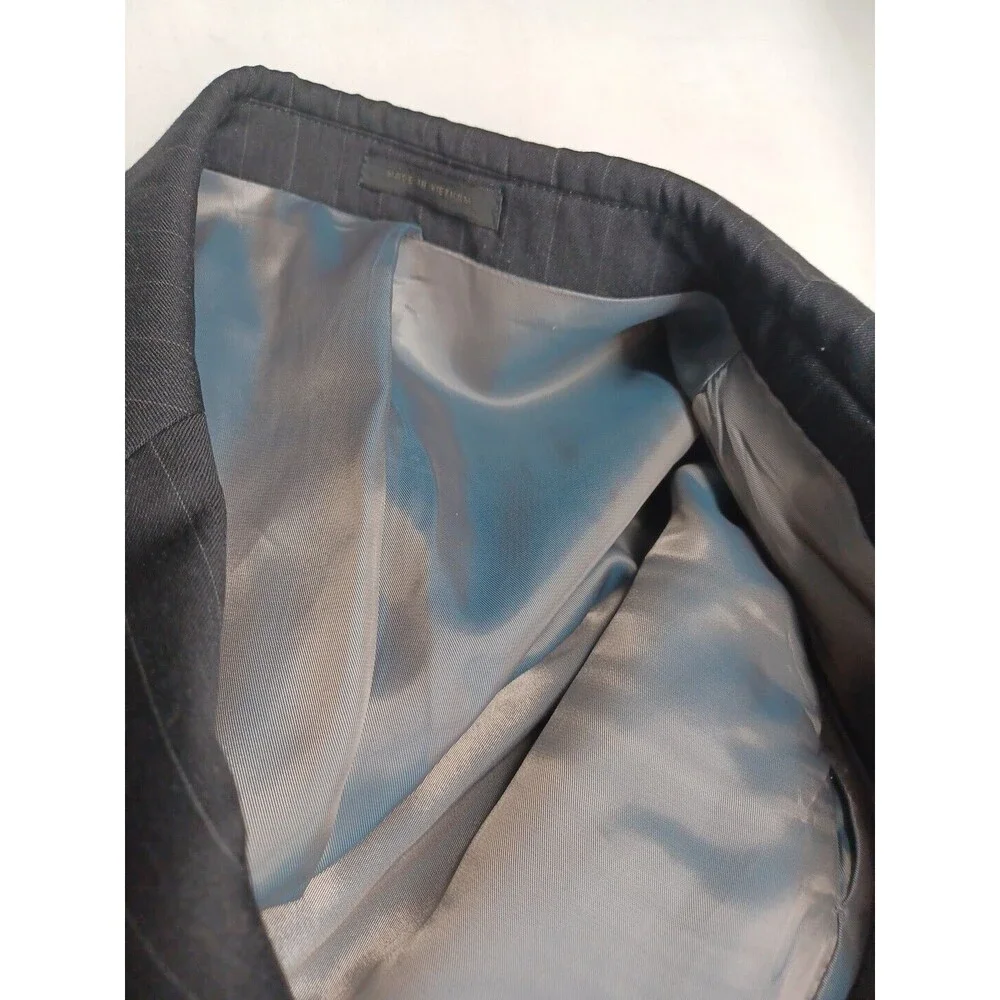 Andrew Fezza Wool Mens Black Blazer Sport Coat Pinstripe 50L